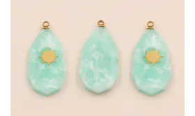 Colgante piedra Turquesa 25*18 y estrella S.Steel / Cuentas Metálicas de Acero Inoxidable