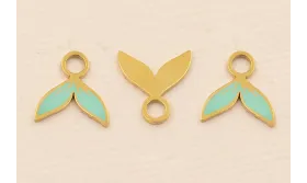 Cola de Pez Turquesa Stainless Steel 10*10mm Oro / Cuentas Metálicas de Acero Inoxidable