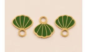 Colgante Concha Stainless Steel 316L  13*10 Verde / Cuentas Metálicas de Acero Inoxidable