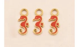 Colgante Caballito Mar Stainless Steel 14*4 Coral / Cuentas Metálicas de Acero Inoxidable