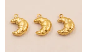 Colgante Coissant Stainless Steel 11/8mm Oro / Cuentas Metálicas de Acero Inoxidable