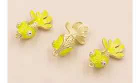 Pez Articulado 25*15mm Oro Mate y Lima / Cuentas Metálicas de Latón / Zamak