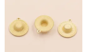 Sombrero Playa de Paja  17*5mm Oro Mate / Cuentas Metálicas de Latón / Zamak