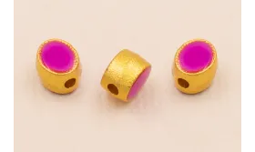 Entrepieza Ovalada 5*5*4mm Oro Esmalte Morado / Cuentas Metálicas de Latón / Zamak