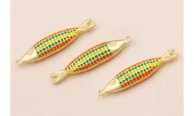 Colgante Pez multicolor 50*10mm Oro Mate / Cuentas Metálicas de Latón / Zamak