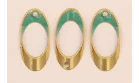 Ovalo Biselado 25*10 Esmalte Turquesa / Cuentas Metálicas de Latón / Zamak