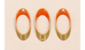 Ovalo Biselado 25*10 Esmalte Naranja / Cuentas Metálicas de Latón / Zamak