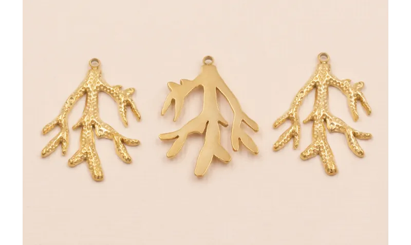 Rama Coral Stainless Steel 30*20mm Oto / Cuentas Metálicas de Acero Inoxidable