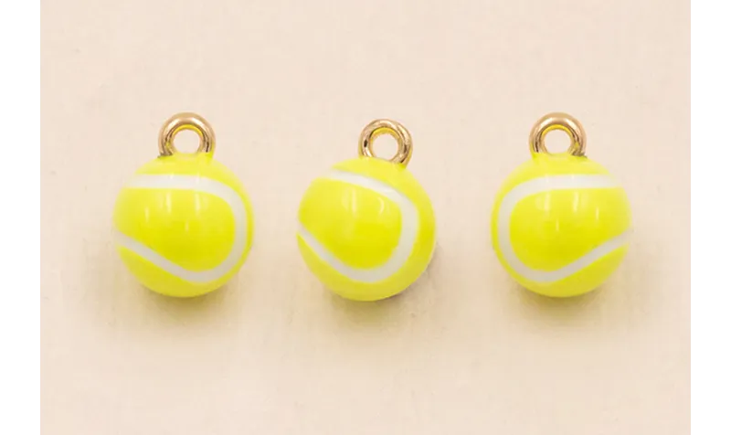Colgante Pelota Tenis 7mm Verde / Cuentas Metálicas de Latón / Zamak