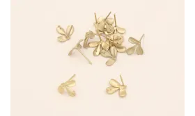 Perno 3 hojas 7*10mm Oro Mate / Base Pendientes 