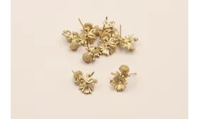 Perno Flor + hoja 19*15 oro mate / Base Pendientes 