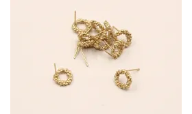 Perno corona flores 11mm oro mate / Base Pendientes 