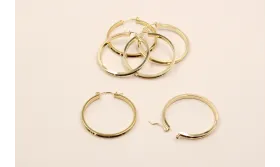 Pendiente Aro 40mm con Canal Oro / Base Pendientes 