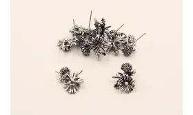 Perno Flor + hoja 19*15 Plata Vieja / Base Pendientes 