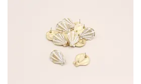 Perno concha 18*20mm Oro mate y Blanca / Base Pendientes 
