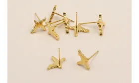 Perno Acero Inoxidable Latido Corazón 13*9mm Oro / Base Pendientes 