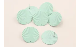 Perno Disco ondulado 25mm Esmalte verde Turquesa / Base Pendientes 