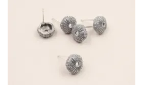 Perno Caracol de Mar diam 10mm * 4mm esmalte gris / Base Pendientes 