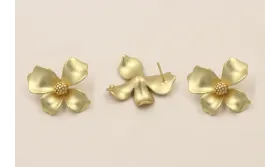 Perno Flor 27*24 Dorado Mate / Base Pendientes 