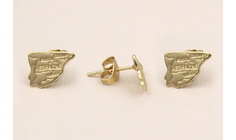 Perno Mapa España 16*12*1mm Dorado / Base Pendientes 