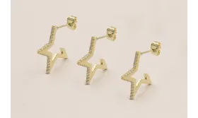 Pendiente estrella Dorada con Brillos 20mm / Base Pendientes 