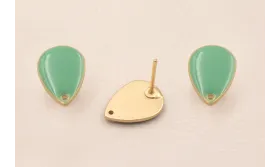 Gota Dorado Mate 12*8mm esmalte Turquesa / Base Pendientes 