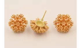 Pendiente Nenufar 17mm diametro Rosa Melocotón / Base Pendientes 