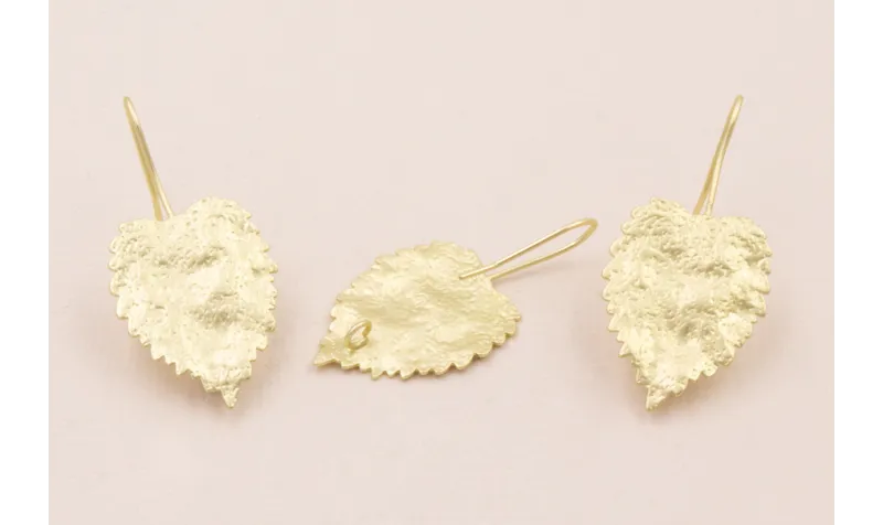 Pendiente Hoja Ovalada 25*20 Oro Mate / Base Pendientes 