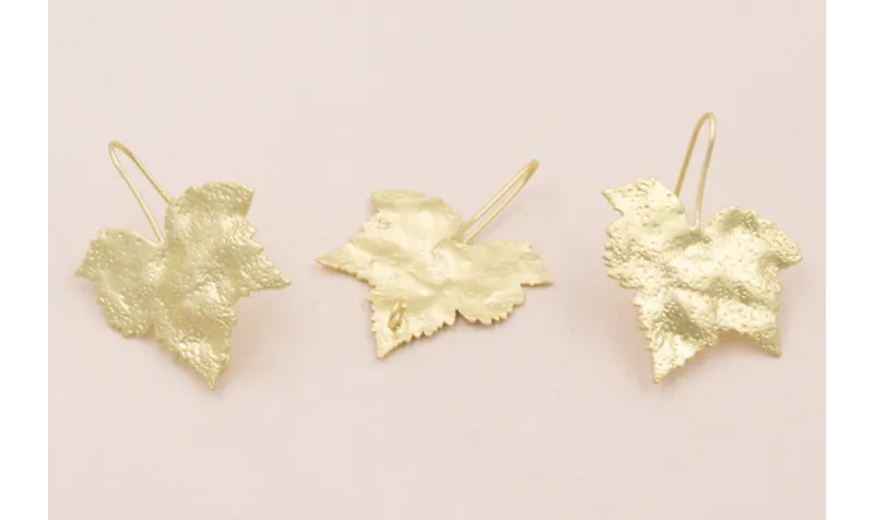 Pendiente Hoja 5 puntas 25*25 Oro Mate / Base Pendientes 