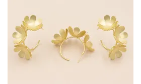 Pendiente Aro de 3 Flores de 23mm cada una O.Mate / Base Pendientes 