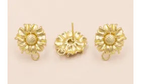 Pendiente Flor 15*15mm Dorado Mate / Base Pendientes 