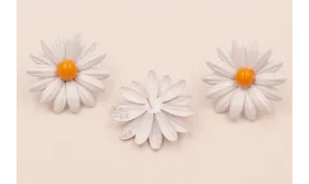 Pendiente Flor 40mm Blanca y Naranja / Base Pendientes 