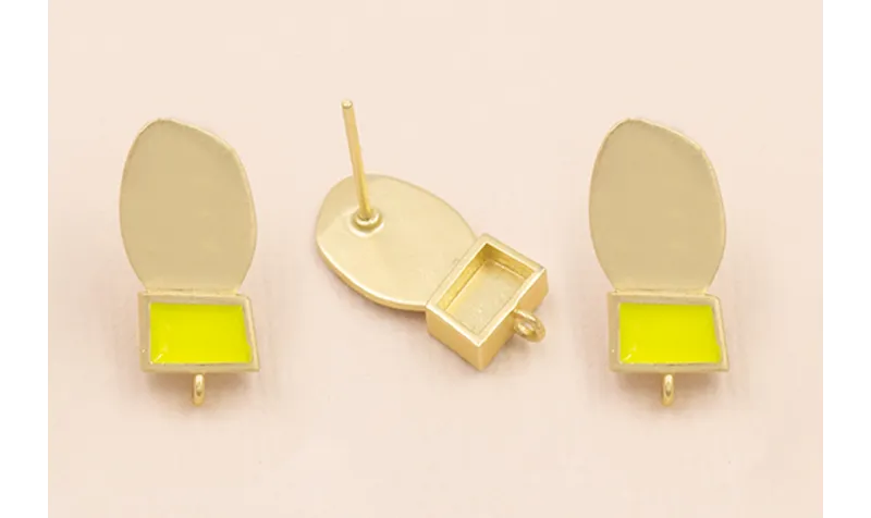 Pendiente cuadrado Lima con Chapa 18*7mm Oro Mate / Base Pendientes 