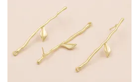Pendiente Rama con Hoja 60mm Oro Mate / Base Pendientes 