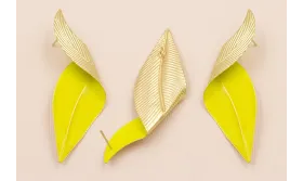 Pareja Pendientes Hoja Doblada 70*20 Esmalte Lima / Base Pendientes 