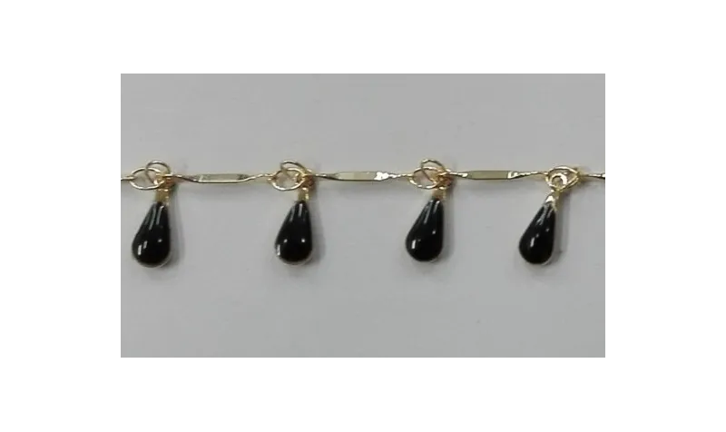 Cadena colgante gotas esmalte negro Mate / Cadenas de Latón / Zamak