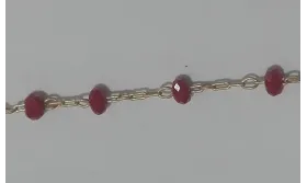 Cadena engarzada piedra 3*2 Roja / Cadenas de Latón / Zamak