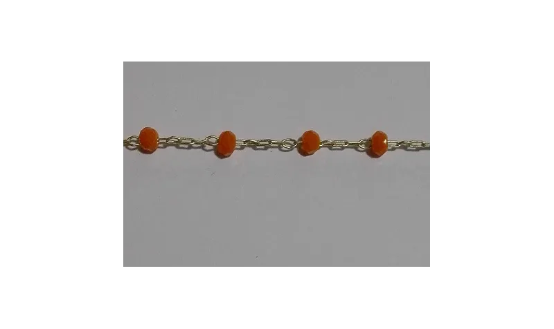 Cadena engarzada piedra 3*2 Naranja / Cadenas de Latón / Zamak