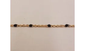 Cadena de 1,5mm oro mate con Microesmalte Negro / Cadenas de Latón / Zamak