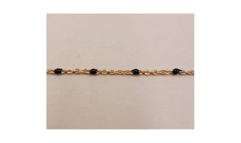 Cadena de 1,5mm oro mate con Microesmalte Negro / Cadenas de Latón / Zamak