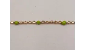 Cadena de 1,5mm oro mate con Microesmalte Verde / Cadenas de Latón / Zamak