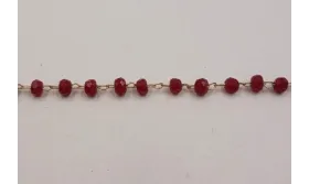 cadena engarzada cristales 2*3mm Granate / Cadenas de Latón / Zamak