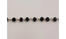 cadena engarzada cristales 2*3mm Negro / Cadenas de Latón / Zamak
