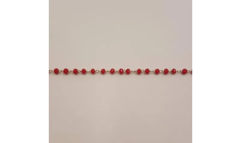 cadena engarzada cristales 2*3mm Rojo