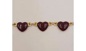 Cadena corazones esmaltados 7mm Granate / Cadenas de Latón / Zamak