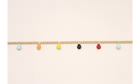 Cadena O.Mate 1mm con colgante esmalte colores 5mm / Cadenas de Latón / Zamak