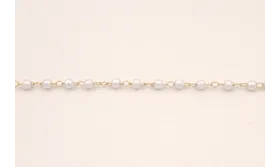 Cadena 1mm Dorado Mate con Microperla de 2mm / Cadenas de Latón / Zamak