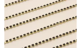 Cadena strass PP14 con Cristal encastrado Negro / Cadenas de Latón / Zamak