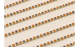 Cadena strass PP14 Cristal Naranja y Amatista / Cadenas de Latón / Zamak