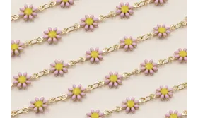 Cadena Marganitas 6mm diametro Lila + Amarillo / Cadenas de Latón / Zamak